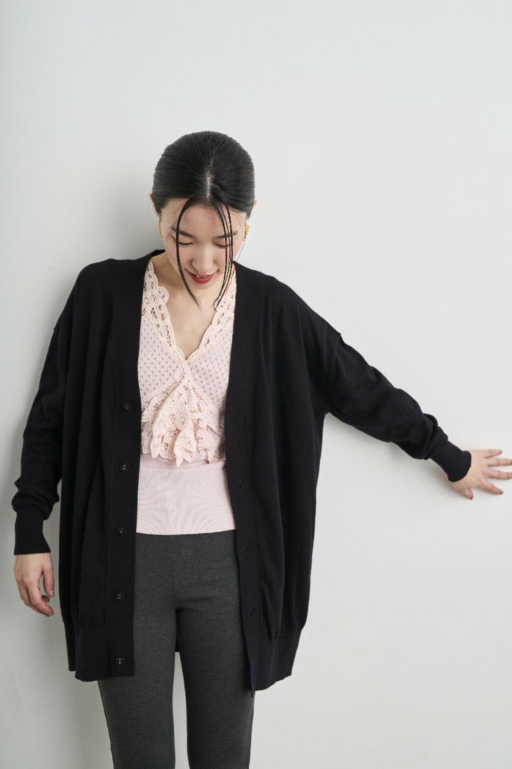 CLANE - 【美品】CLANE ハイゲージ ニット ロング カーディガン ブラック 美品】CLANE ハイゲージ ニット ロング カーディガン ブラック