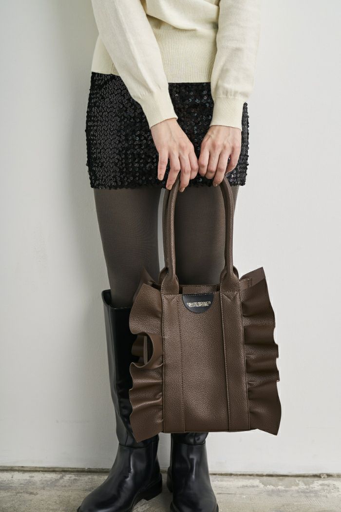 FAKE LEATHER FRILL BAG /フェイクレザーフリルバッグ | THEATRE