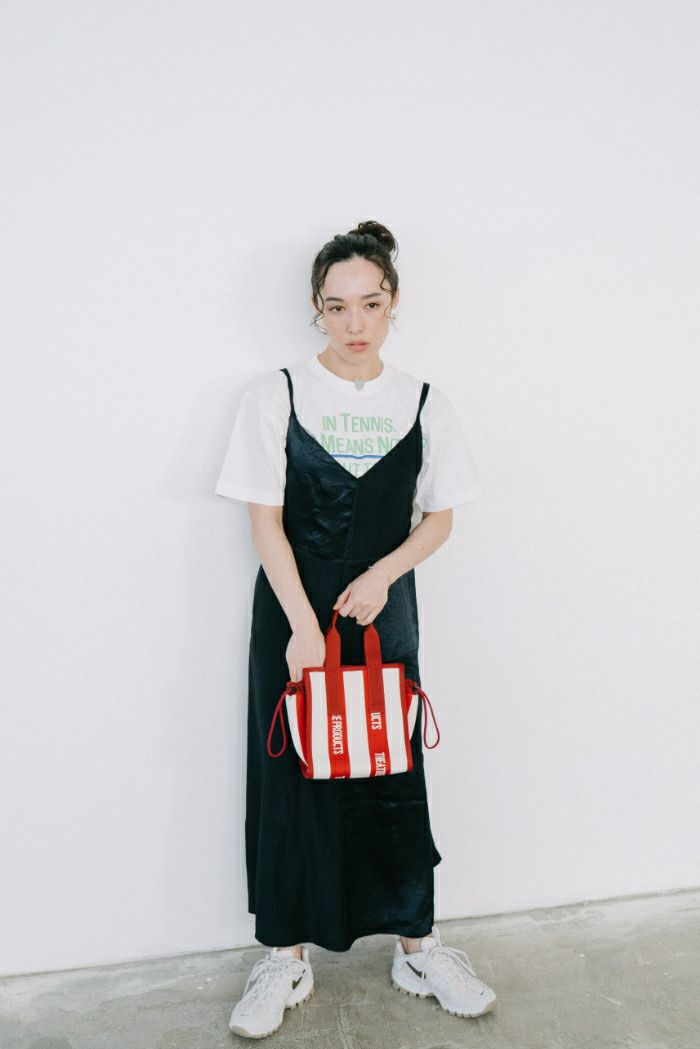 STRIPE KNIT HAND BAG-S-/ストライプニットハンドバッグ-S