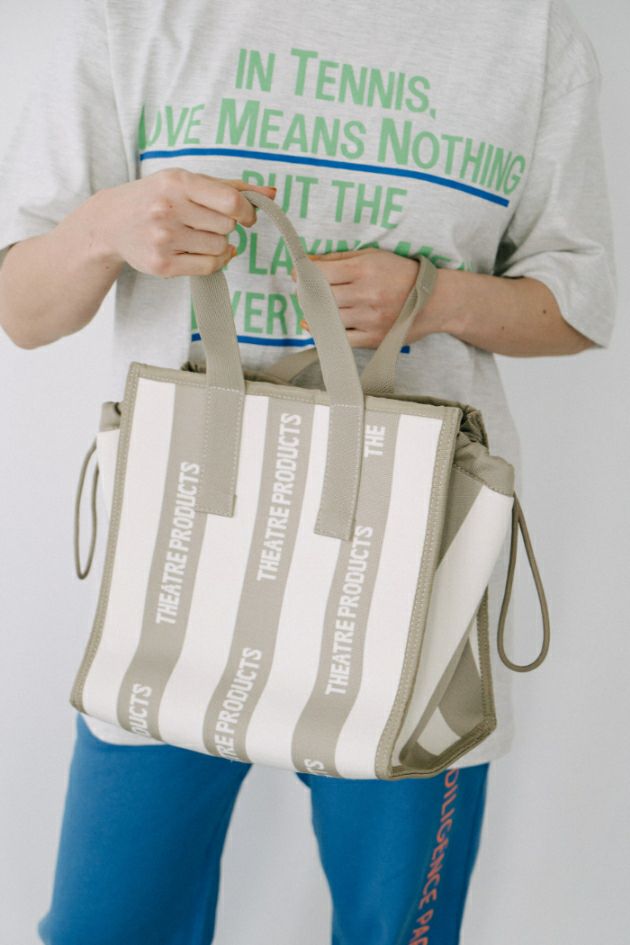 STRIPE KNIT HAND BAG-M-/ストライプニットハンドバッグ-M