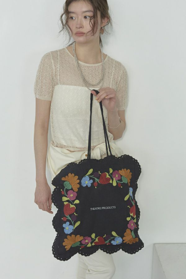 国産品 LACE EMBROIDERY BAG/レースエンブロイダリートートバッグ TOTE バッグ